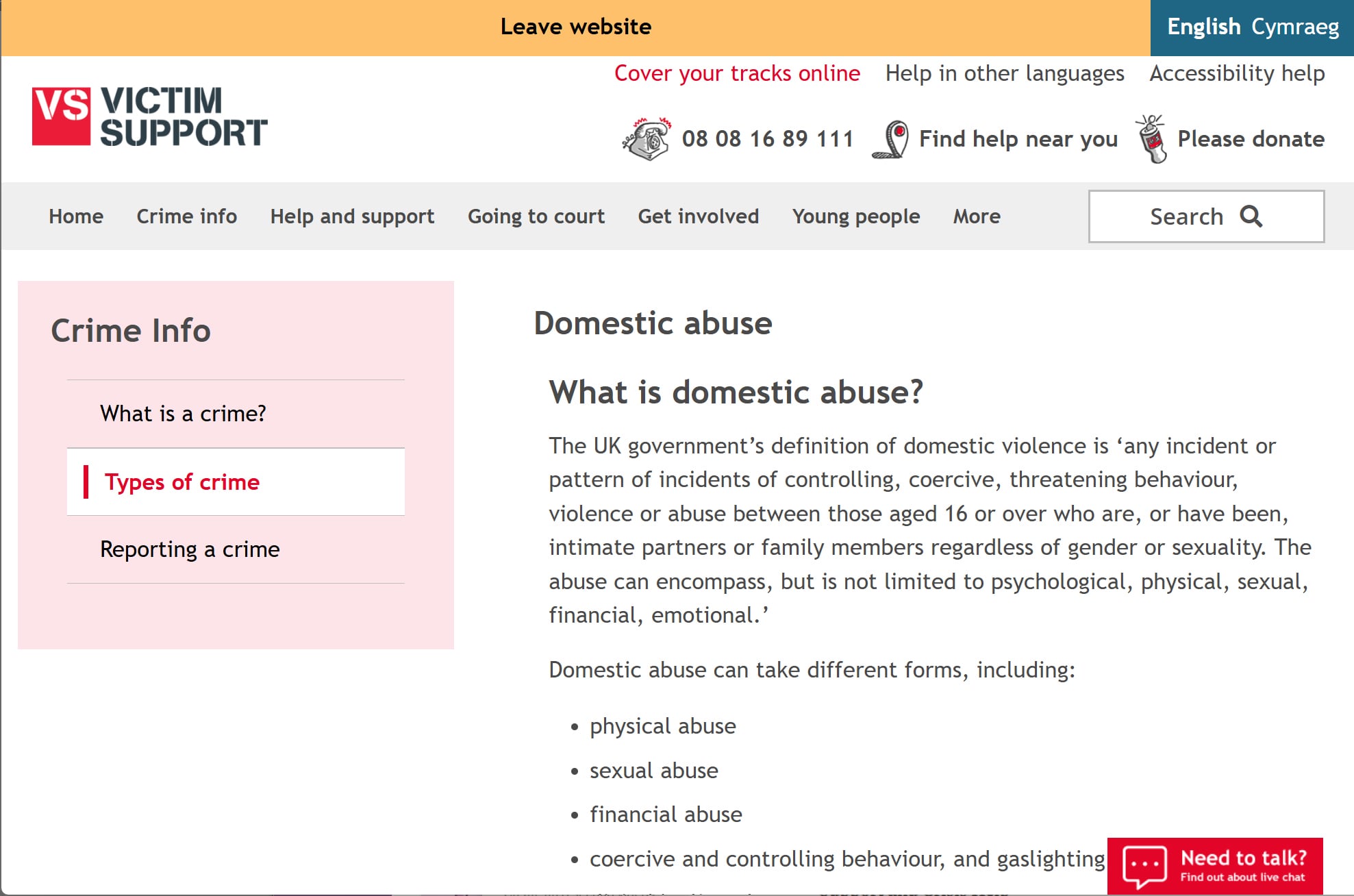 Visit https://www.victimsupport.org.uk